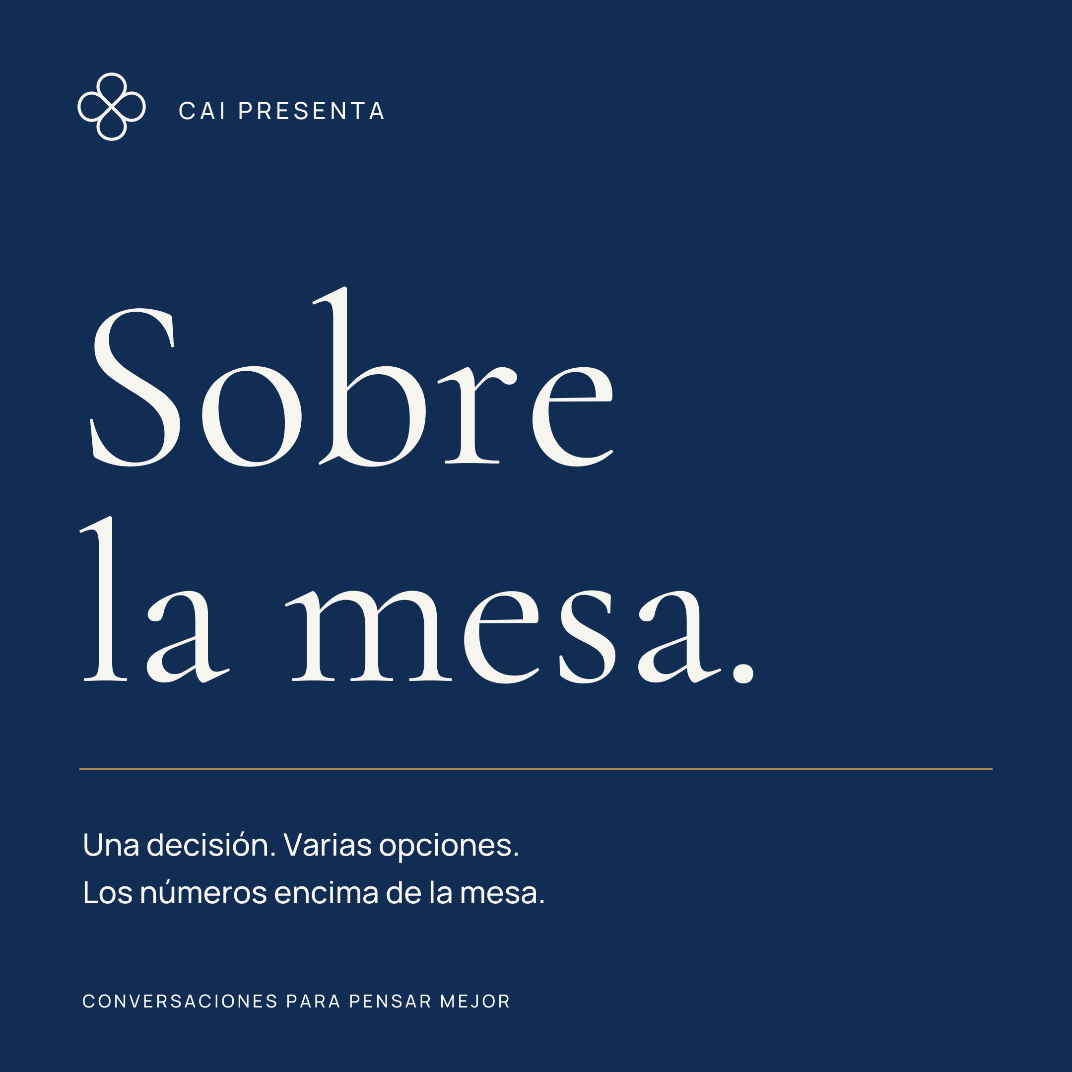 Portada azul del podcast Sobre la mesa